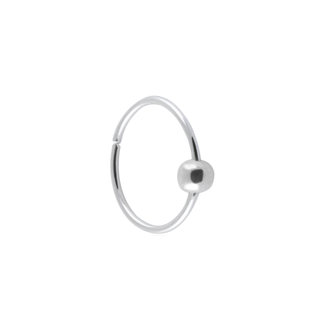 Royal Solo-Beade Hoop Ring For Nose, Ear-Tragus-Earlobe-Cartilage- Helix-Rook-Daith Piercing